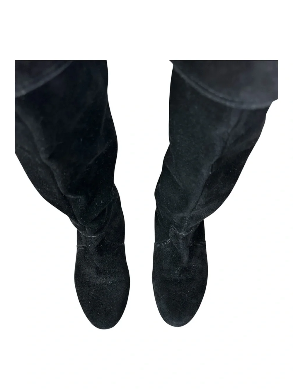 GIANNI BINI Women’s Black Suede Knee-High Cuffed Boots Flats Size 7.5M